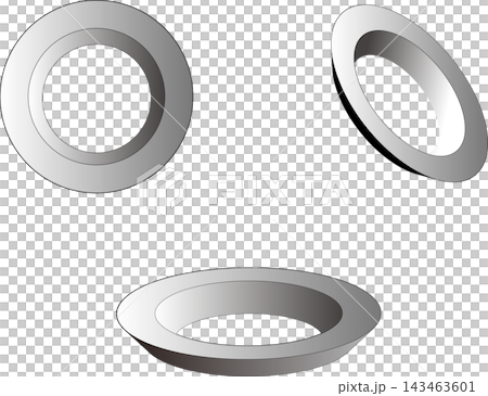 Set of illustrations of silver rings and metal parts 143463601