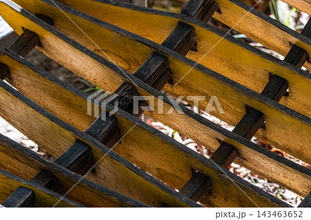 Wooden details of park construction in sunny day 143463652
