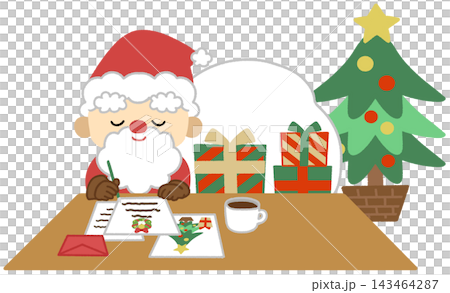 Christmas icon illustration of Santa Claus writing a letter Christmas icon illustration of Santa Claus writing a letter 143464287
