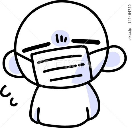 マスクを着用した人のかわいいイラスト マスクを着用した人のかわいいイラスト 143464730