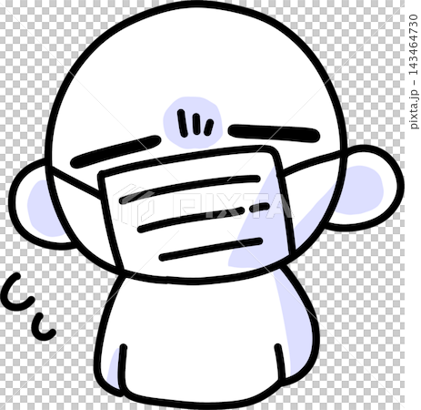 マスクを着用した人のかわいいイラスト マスクを着用した人のかわいいイラスト 143464730