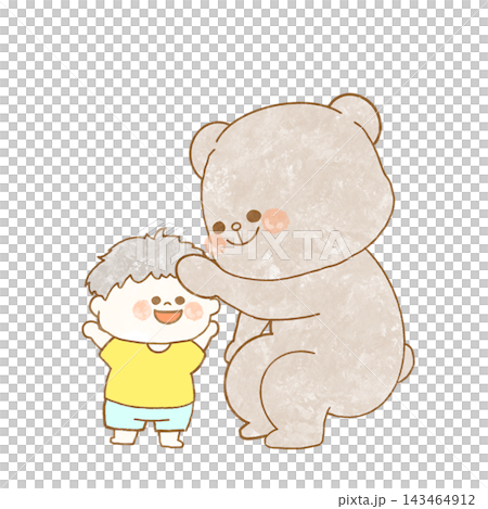 An illustration of a bear stroking a child's head. An illustration of a bear stroking a child's head. 143464912
