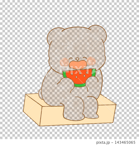 Illustration of a bear eating watermelon Illustration of a bear eating watermelon 143465065