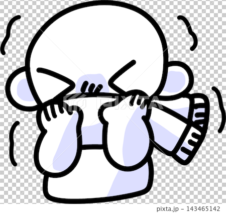 A cute illustration of a person wearing a scarf and feeling cold. A cute illustration of a person wearing a scarf and feeling cold. 143465142