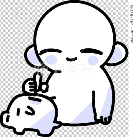 A cute illustration of someone putting money into a piggy bank. A cute illustration of someone putting money into a piggy bank. 143465148