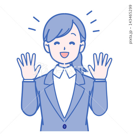 喜んでいるスーツを着た女性のイラスト 喜んでいるスーツを着た女性のイラスト 143465299