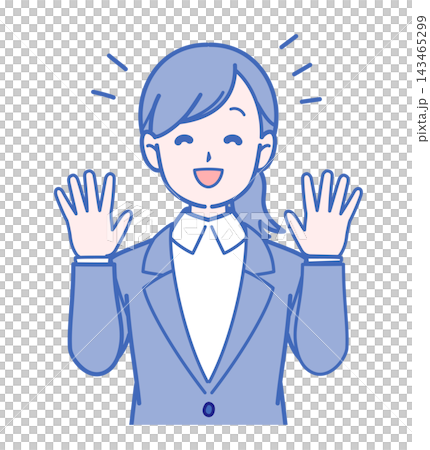 喜んでいるスーツを着た女性のイラスト 喜んでいるスーツを着た女性のイラスト 143465299