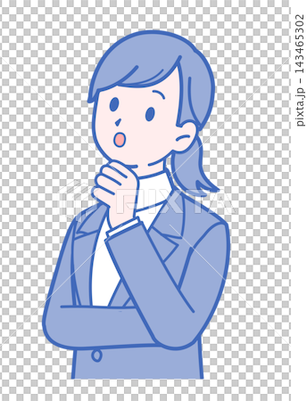 斜め上を見る 疑問 考える 女性 スーツ 斜め上を見る 疑問 考える 女性 スーツ 143465302