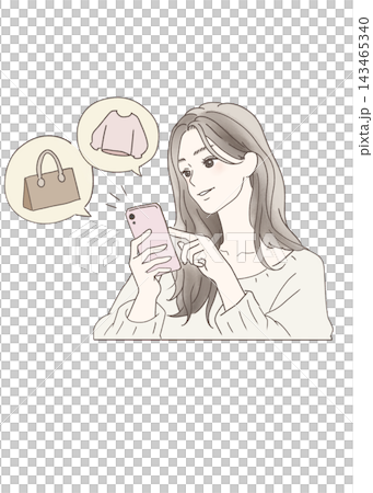 A woman shopping online on her smartphone 143465340