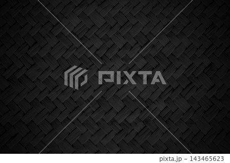 Pattern of black weave reed mat with vintage style for background and design art work. 143465623