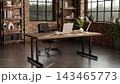 Industrial Loft Workspace Desk Office Brick Wall Interior 143465773