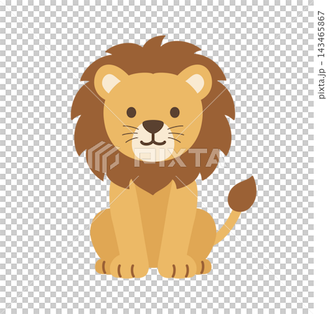 A cute lion character illustration sitting down. 143465867
