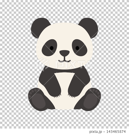 お座りしたかわいいパンダのキャラクターイラスト お座りしたかわいいパンダのキャラクターイラスト 143465874