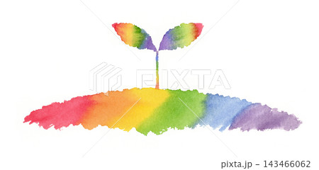 水彩で描いたカラフルな双葉 多様性 lgbtイメージ 水彩で描いたカラフルな双葉 多様性 lgbtイメージ 143466062