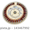 Copper winding stator of electric motor isolated on white 143467992