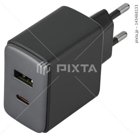 Black Dual Port USB Wall Charger with Europlug Black Dual Port USB Wall Charger with Europlug 143468133