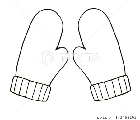 ミトンの線画イラスト 温かい防寒具 143468163