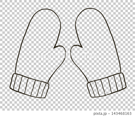 ミトンの線画イラスト 温かい防寒具 143468163