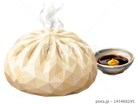 「豚まん」湯気付き 小皿 ポリゴン調 「豚まん」湯気付き 小皿 ポリゴン調 143468295