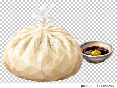 「豚まん」湯気付き 小皿 ポリゴン調 「豚まん」湯気付き 小皿 ポリゴン調 143468295