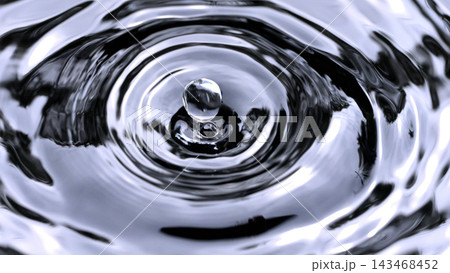 水面に落ちる水滴が生み出す波紋と水の造形 水面に落ちる水滴が生み出す波紋と水の造形 143468452