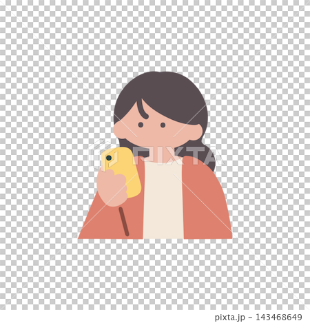 スマホを操作する女性手描きベクターイラスト スマホを操作する女性手描きベクターイラスト 143468649