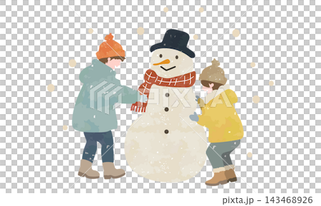 兒童製作雪人 143468926
