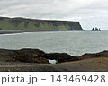 View of Reynisdrangar sea stacks and Reynisfjara beach from Dyrholaey Iceland 143469428