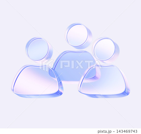 3D glass user group people icon with holographic gradient for company social media profile - avatar. Teamwork, community, corporate partnership, human resources and business team. 3D illustration 3D glass user group people icon with holographic gradient for company social media profile - avatar. Teamwork, community, corporate partnership, human resources and business team. 3D illustration 143469743
