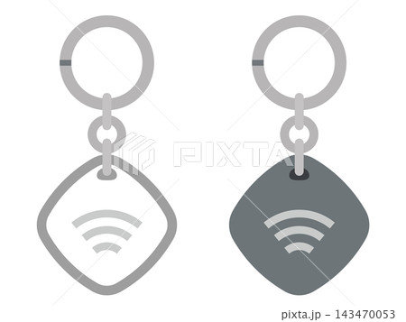 スマートトラッカー白と黒のキーリング付き忘れ物防止タグセットのイラスト 143470053