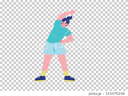 ストレッチをする女性のイラスト ストレッチをする女性のイラスト 143470298