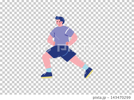 男人伸展身體的插圖 143470299