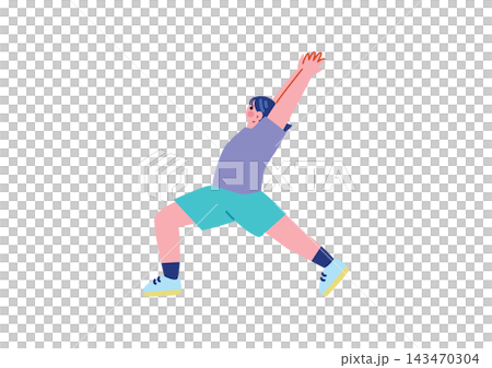 ストレッチをする女性のイラスト 143470304