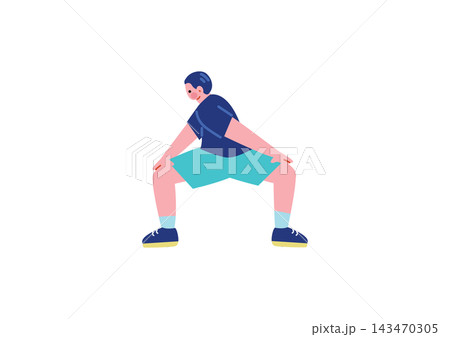 ストレッチをする男性のイラスト ストレッチをする男性のイラスト 143470305