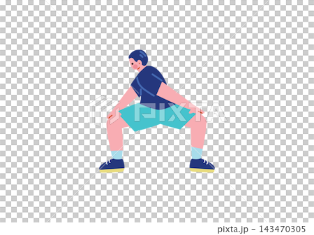 ストレッチをする男性のイラスト ストレッチをする男性のイラスト 143470305