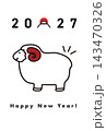 2027年未年の年賀状デザイン：新年の挨拶に使える正月イラスト素材 143470326