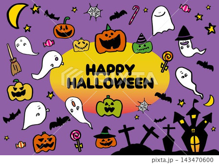 かわいいハロウィンのイラストあしらい素材 かわいいハロウィンのイラストあしらい素材 143470600