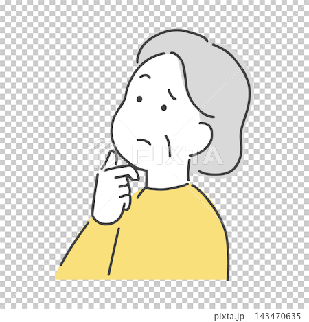 考える悩む中年女性のイラスト 考える悩む中年女性のイラスト 143470635