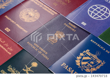 Passports of citizens of different countries of the world. Passports background 143470718
