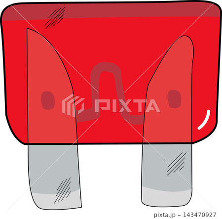 Hand drawn a red Automotive Electrical Fuse Illustration Hand drawn a red Automotive Electrical Fuse Illustration 143470927