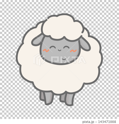 A cute, smiling sheep character; a mini-character illustration for the Year of the Sheep. 143471008