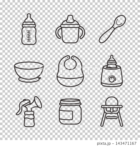 Baby Feeding Essentials Icon Set 143471167
