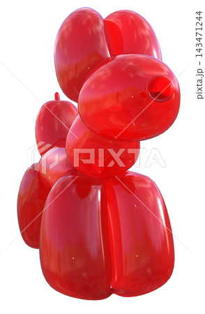 3D Red balloon dog on gray background 3D Red balloon dog on gray background 143471244