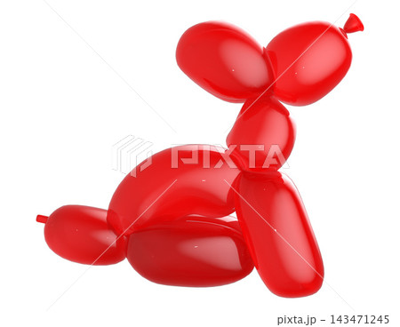3D Red balloon dog on gray background 3D Red balloon dog on gray background 143471245