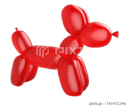 3D Red balloon dog on gray background 3D Red balloon dog on gray background 143471246