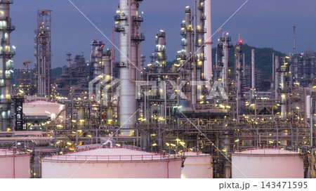 Oil and Gas refinery petrochemical plant industrial, Aerial view oil refinery, Refinery plant, Refinery factory. Oil and Gas refinery petrochemical plant industrial, Aerial view oil refinery, Refinery plant, Refinery factory. 143471595