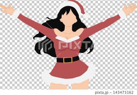 Illustration of a woman dressed as Santa Claus Illustration of a woman dressed as Santa Claus 143473162