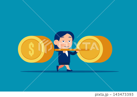 Business overworked. Leader lifting weights and moving Business overworked. Leader lifting weights and moving 143473393