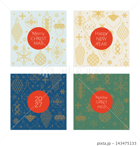 Collection of winter holidays cards, Christmas and New Year greeting cards 143475133