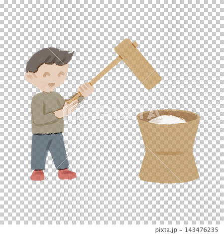 男孩製作麻糬(年糕)的插圖。 男孩製作麻糬(年糕)的插圖。 143476235